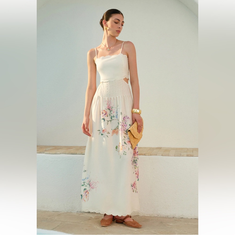 69. Commense $65 Floral Print Lace-Up Back Sleeveless Dress - Picture 4 of 7